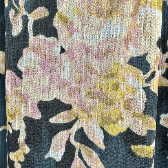 Lauren Conrad Ruffle Sleeve Floral Blouse 2X | Black Pink Romantic Chiffon Top - Picture 14 of 16